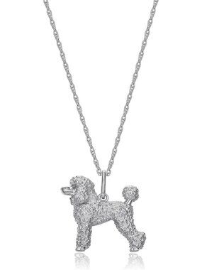 18in Silver Rhodium Plated Dog Breed Charm Necklace - Perfect Gift for Pet